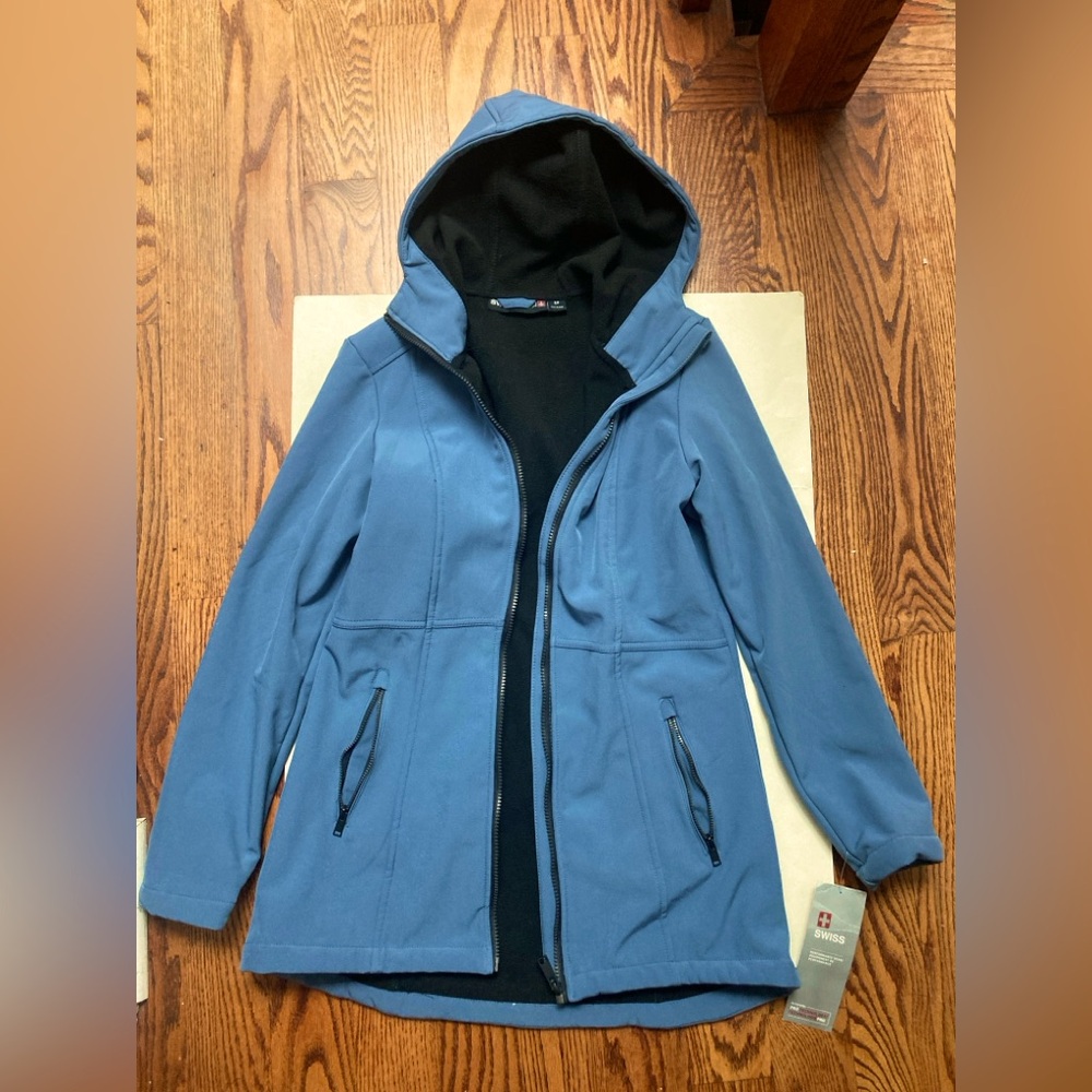 Blue Hooded Jacket with Black Lining Swiss Tech